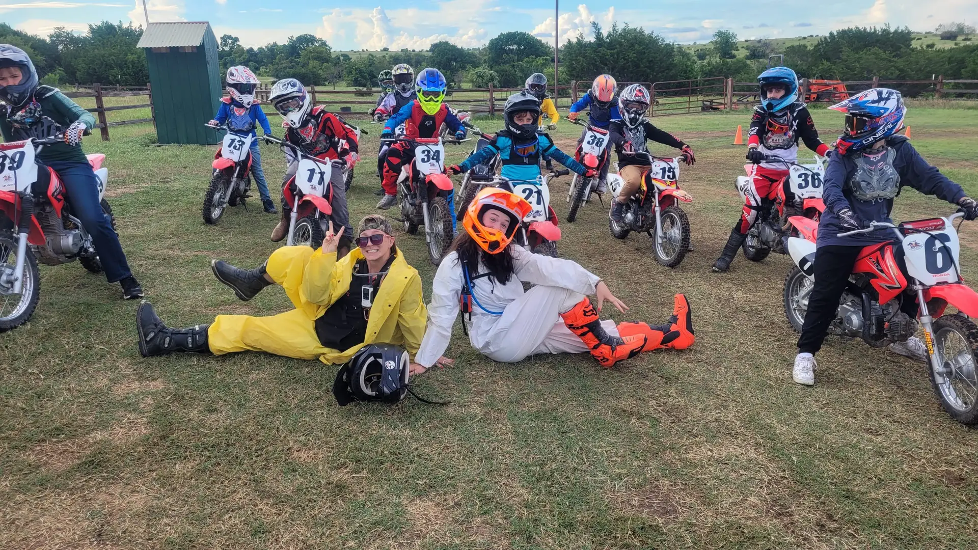coaches riders at iron horse country motocross summer camp training arena