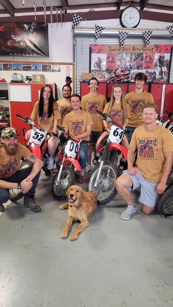 Summer Camp counselors at Iron Horse Country motocross camp in camp t shirts in Rec Center