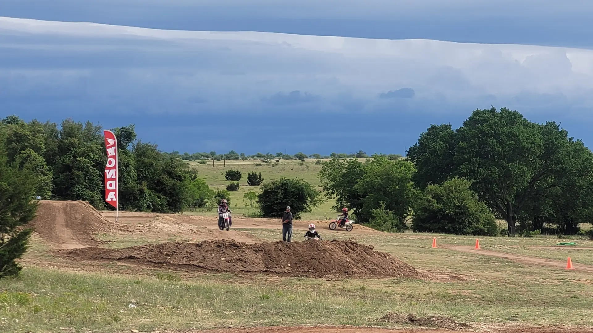 Dirt berm at Horseshoe Track at Iron Horse Country motorcycle summer camp