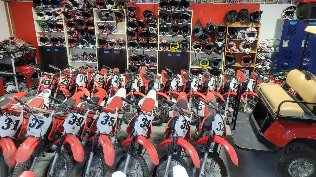 Honda dirt bikes and gear at Iron Horse country motocross summer camp