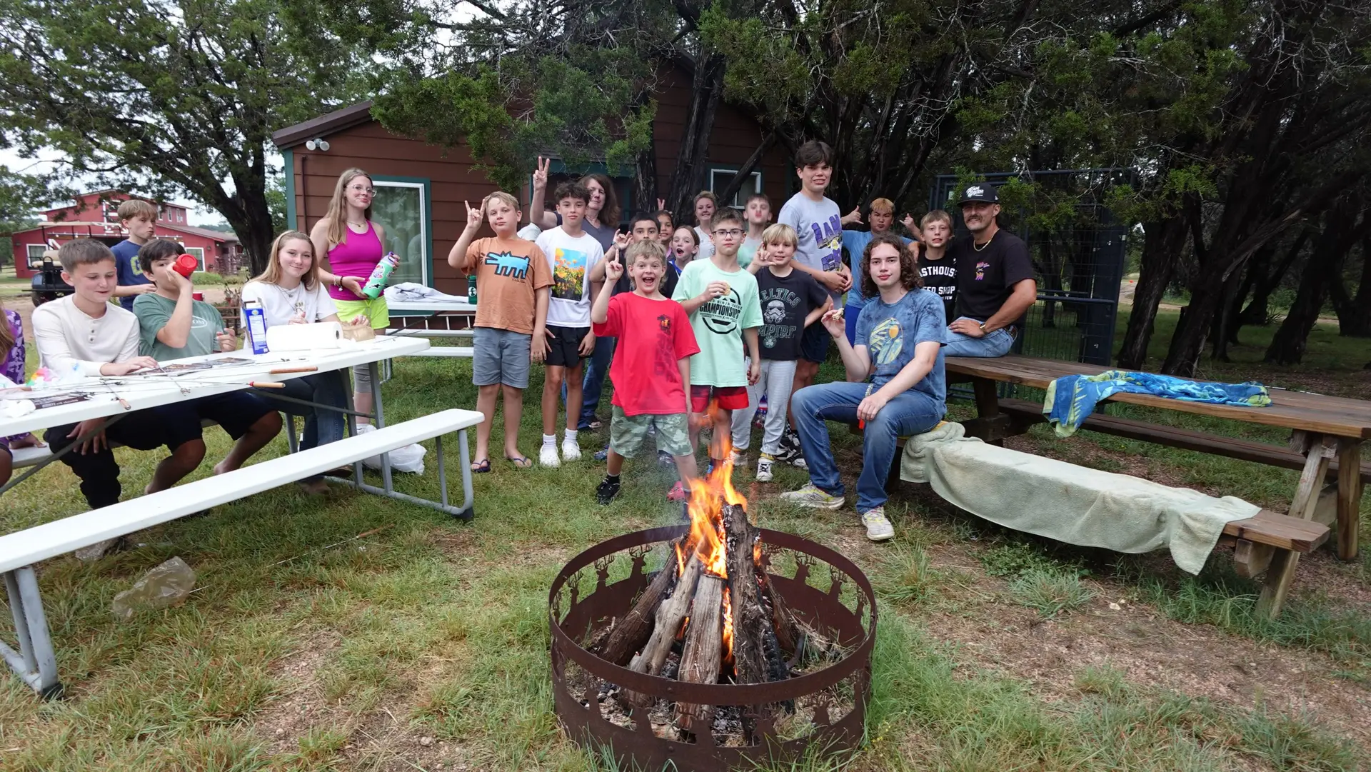 camp fire at dirt bike camp Iron Horse Country Ranch