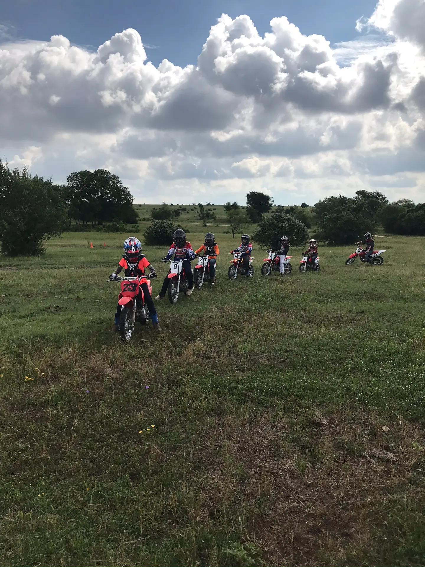 Motocross riders getting instruction at Iron Horse Country Summer Camp