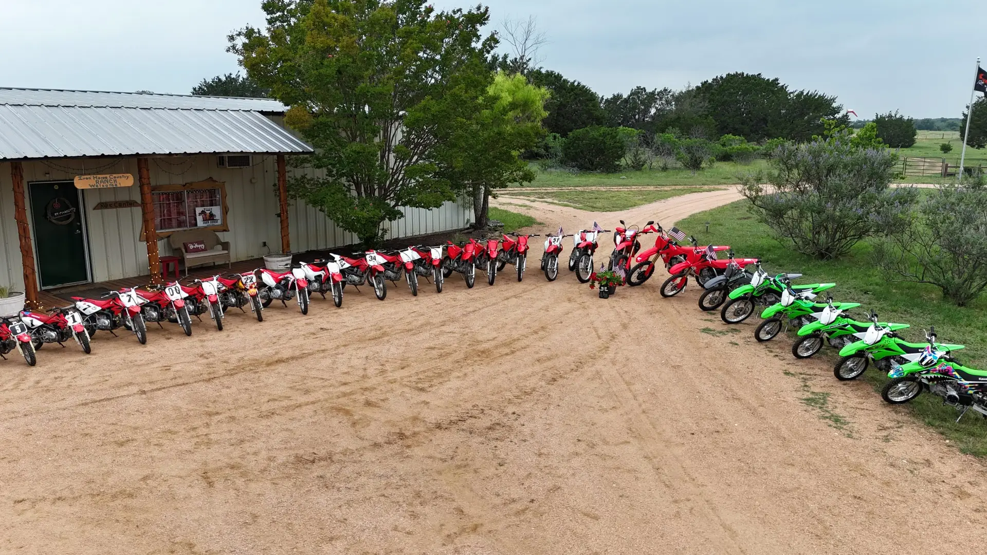 Honda and Kawasaki dirt bikes to learn to ride at Iron Horse Country summer camp